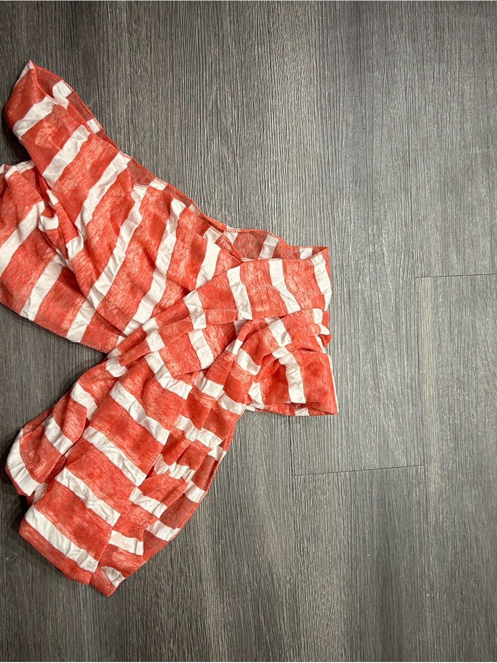 Red and White Striped Scarf